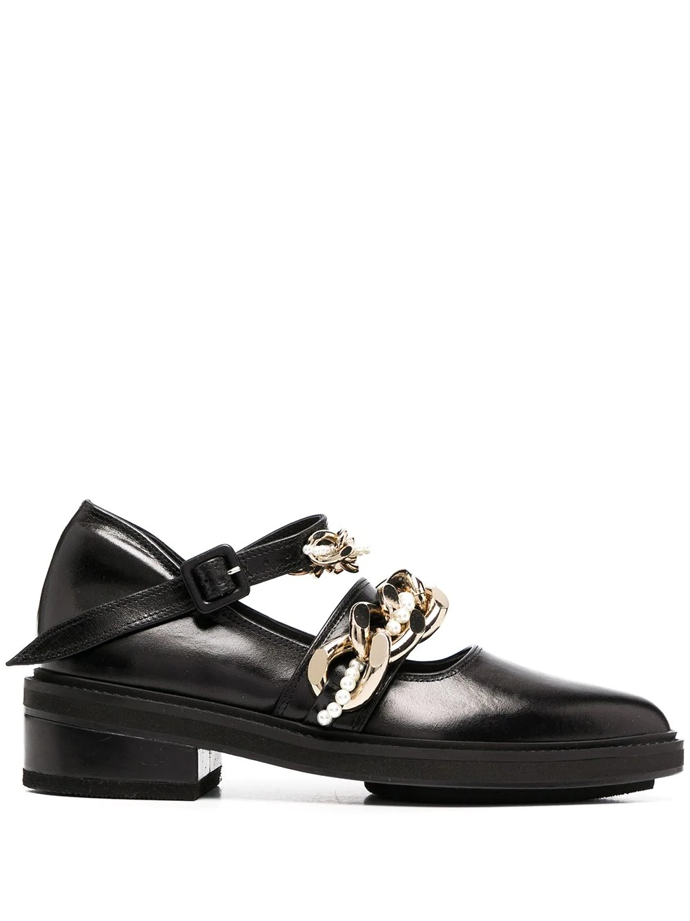 chain-link pointed toe loafers - 1