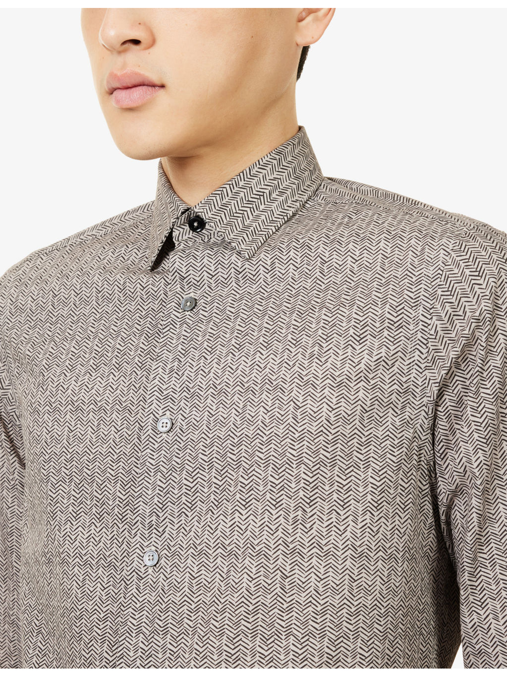 Chevron Ling-Sleeve Cotton Shirt - 5