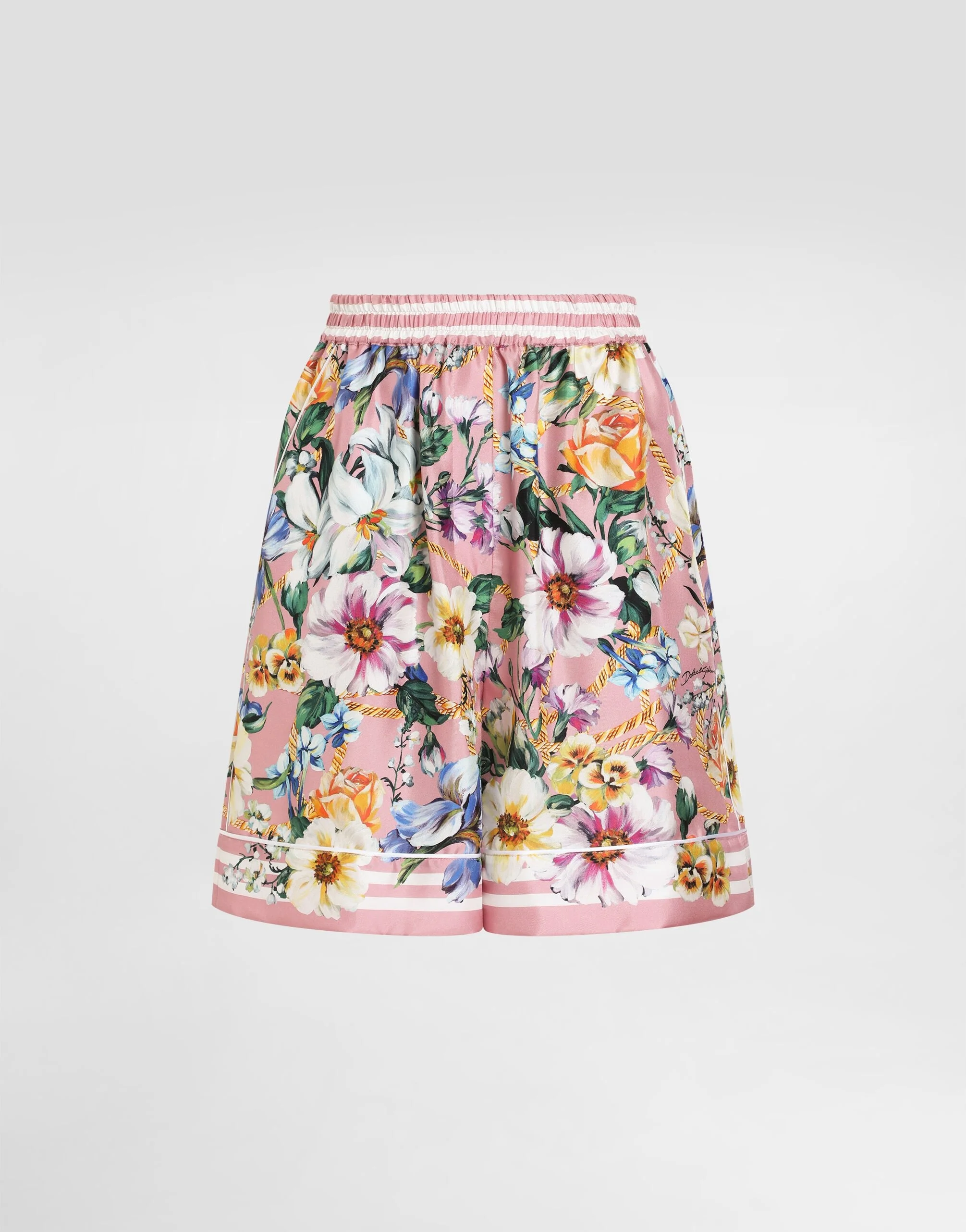 Floral-print silk pajama shorts - 1