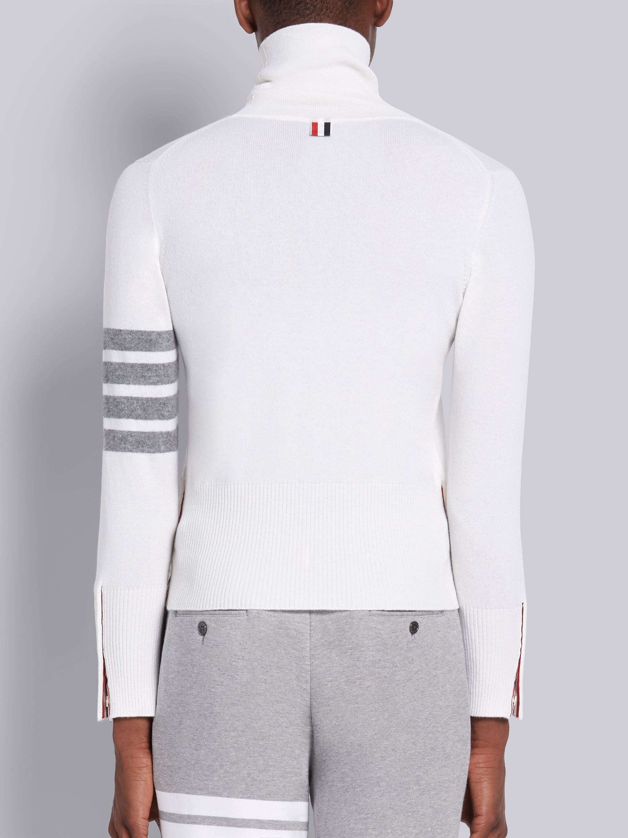 White Cashmere 4-Bar Turtleneck - 3