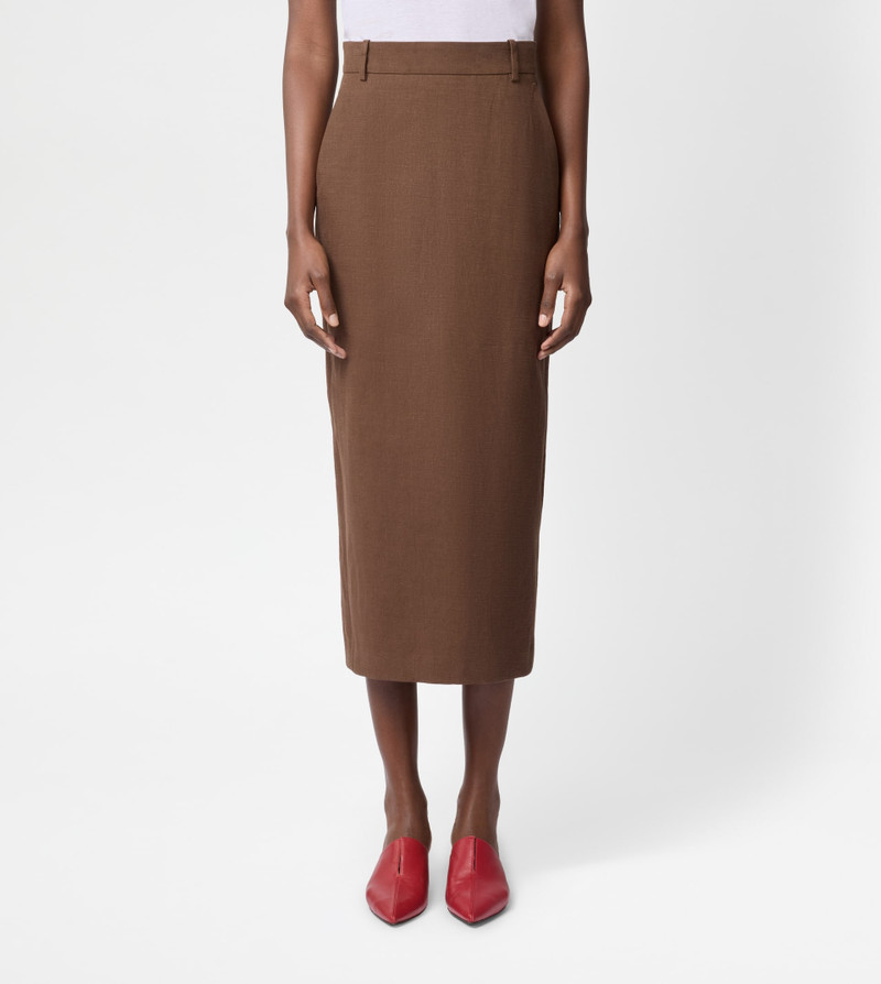 MIDI SKIRT IN LINEN - BROWN 3