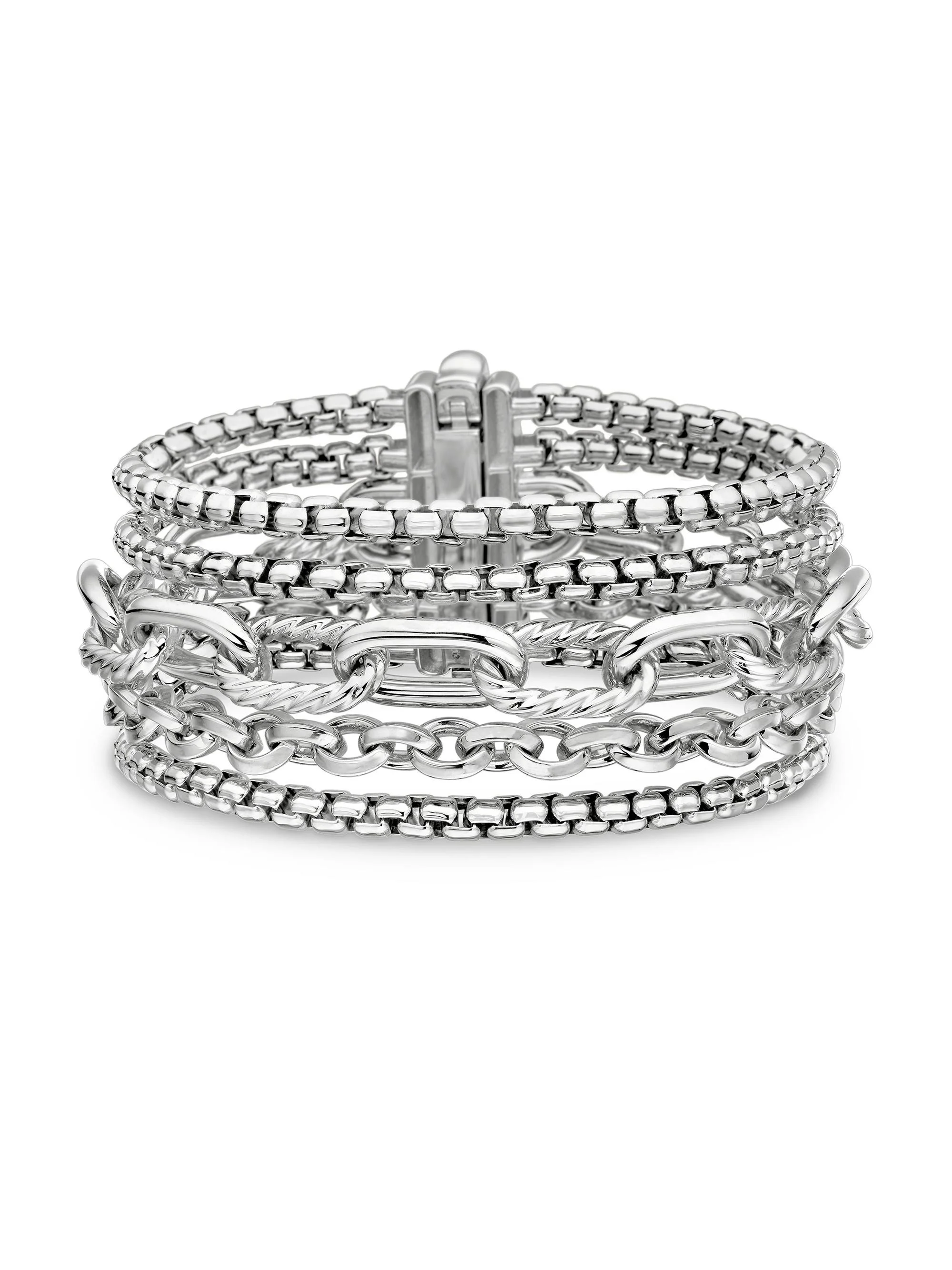 Women's Multi Row Chain Bracelet in Sterling Silver, 29mm - Silver - 1