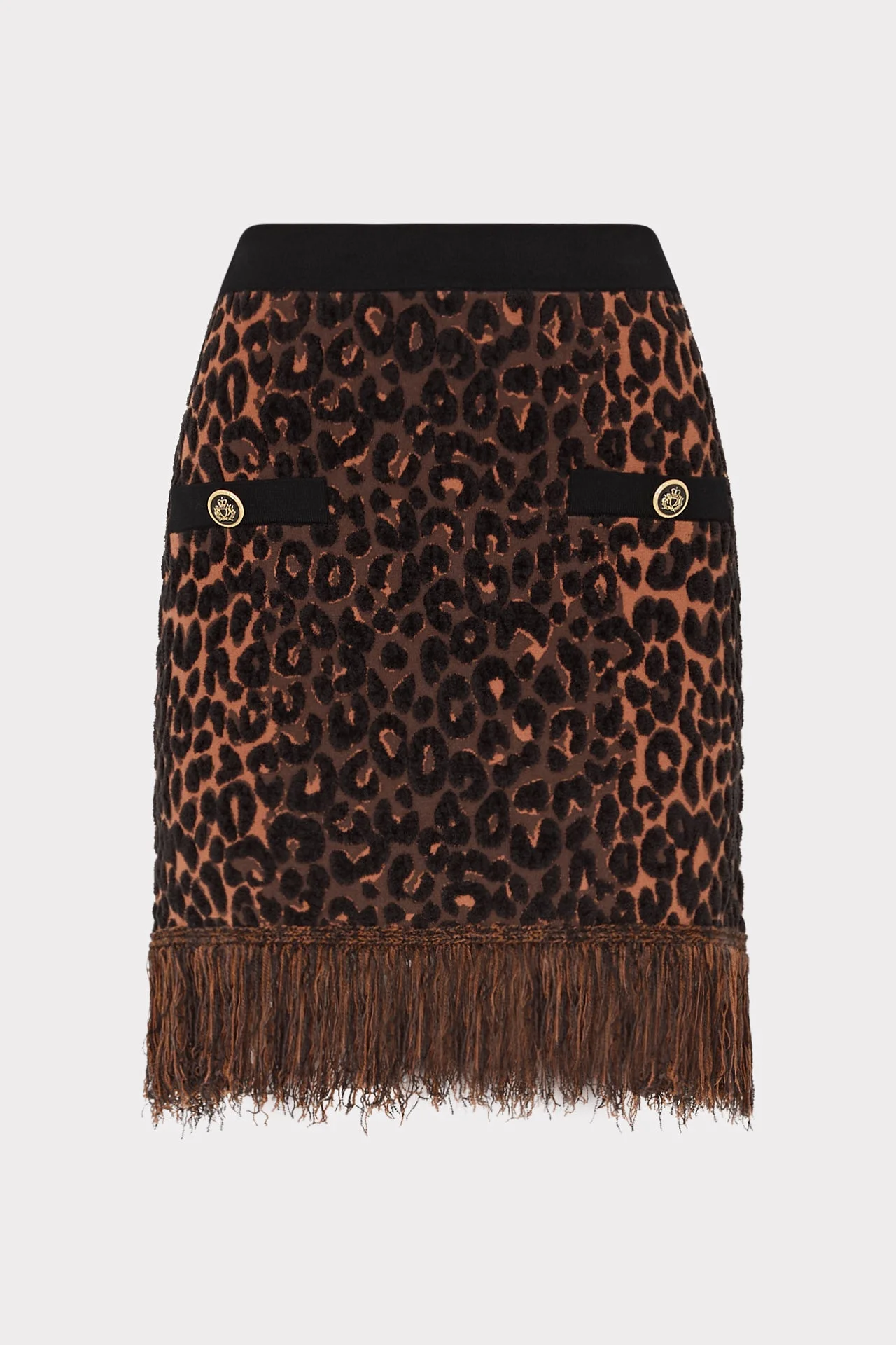 Leopard Fringe Knit Skirt - 1
