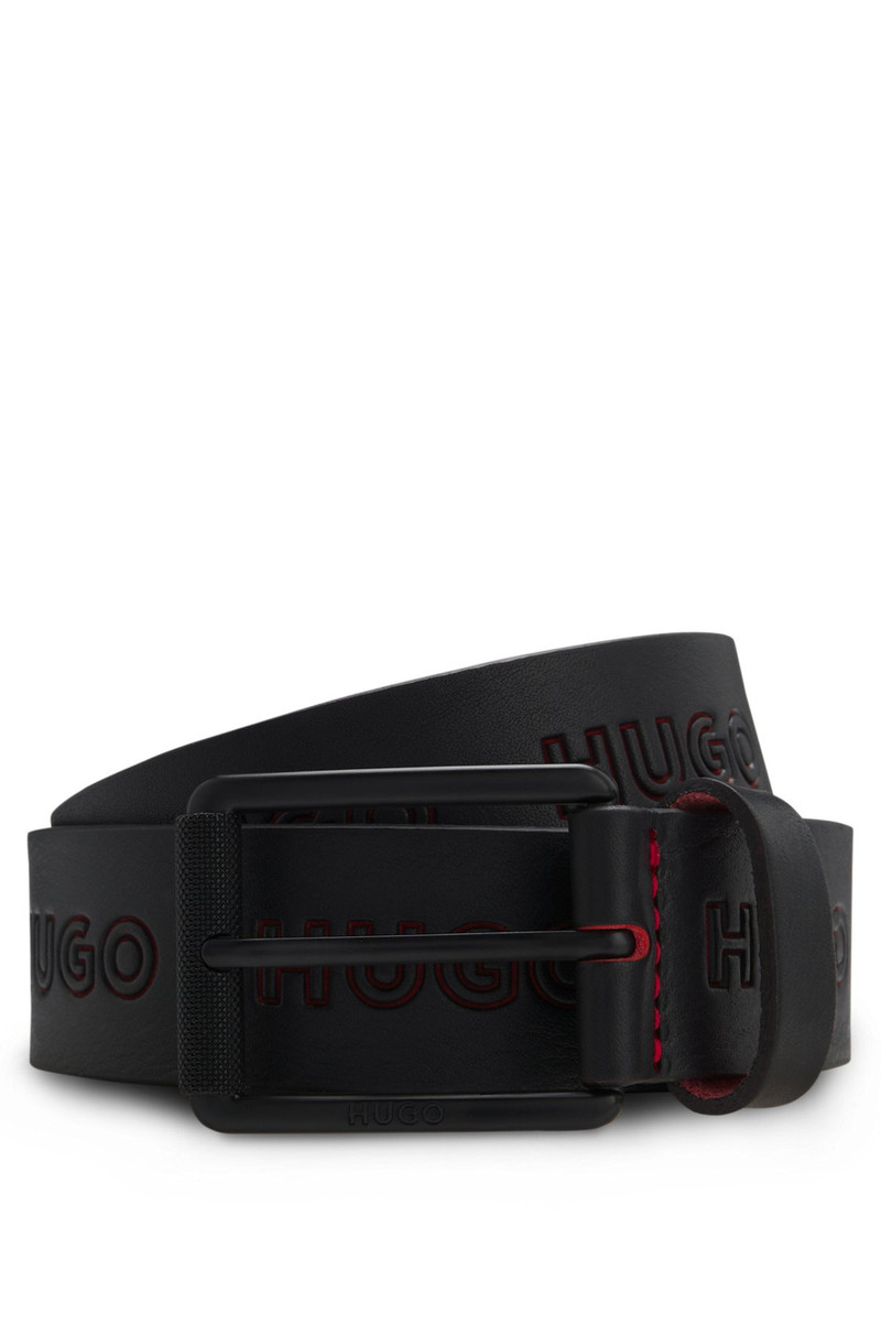 ITALIAN-LEATHER BELT WITH EMBOSSED LOGOS 1