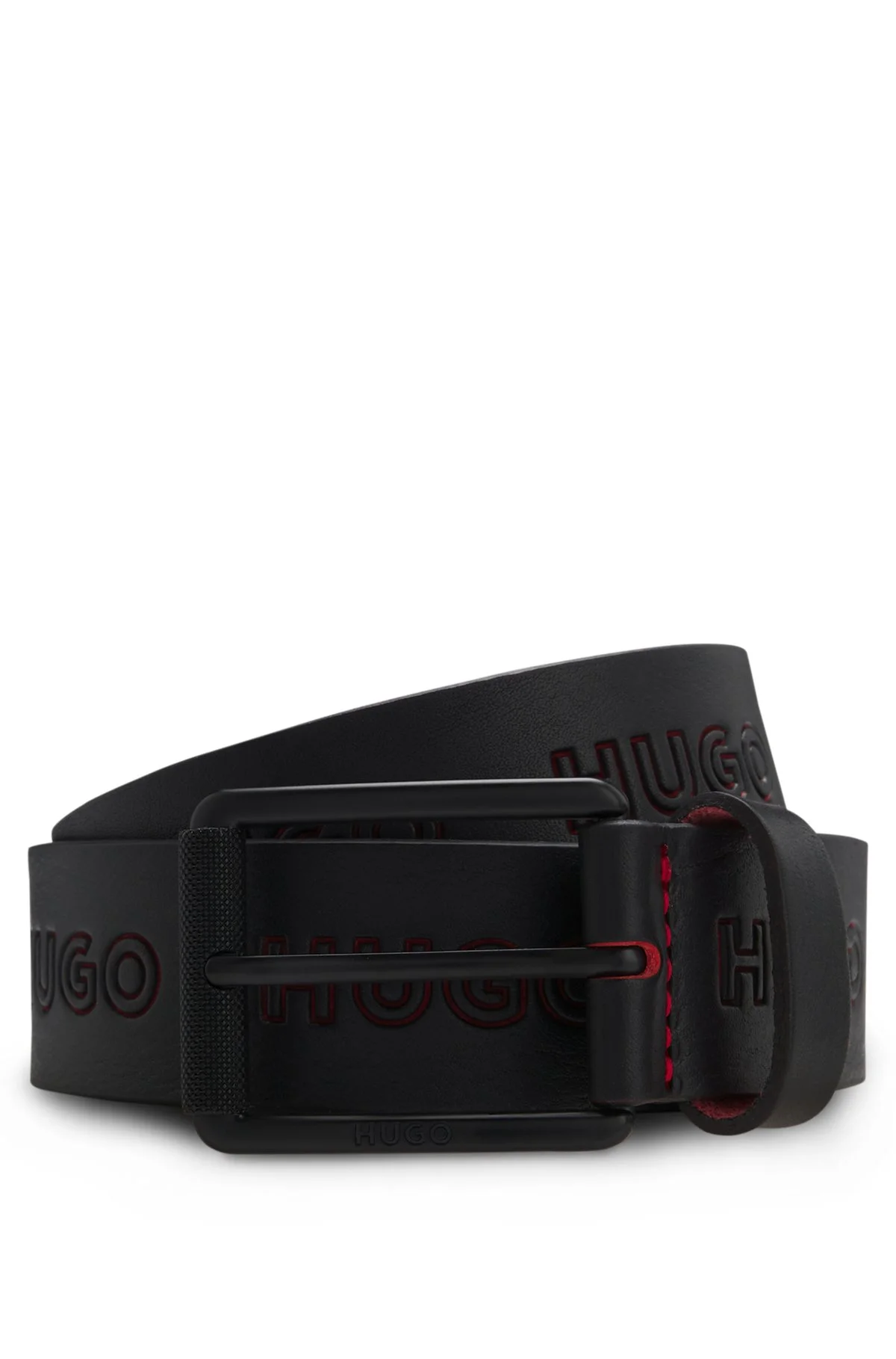 ITALIAN-LEATHER BELT WITH EMBOSSED LOGOS - 1