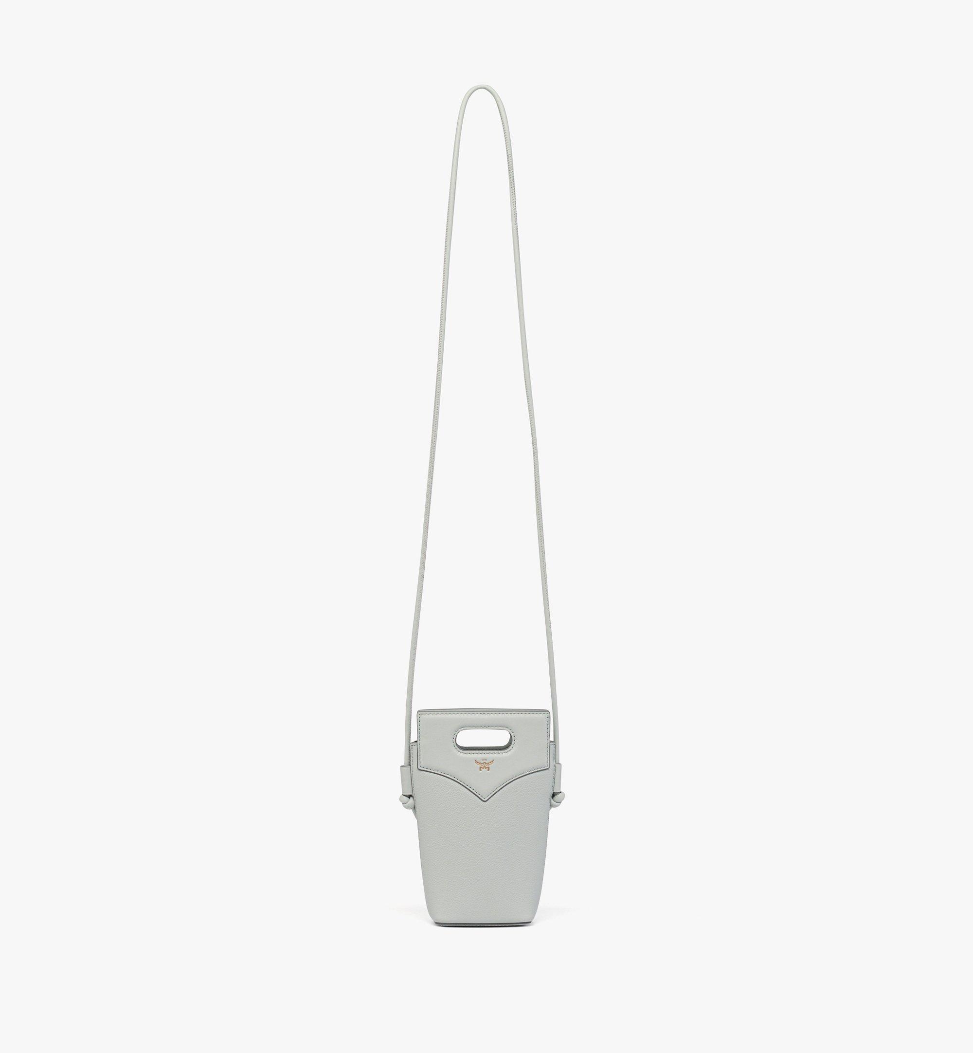 Diamond Crossbody Pouch in Embossed Leather and Calfskin - 5