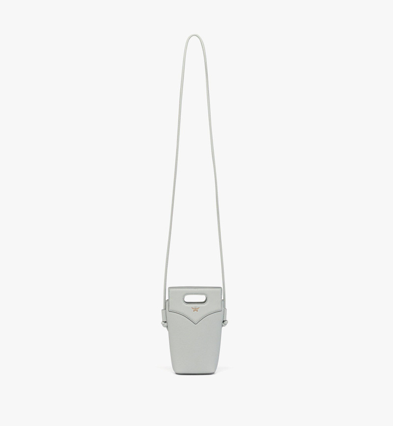 Diamond Crossbody Pouch in Embossed Leather and Calfskin 5