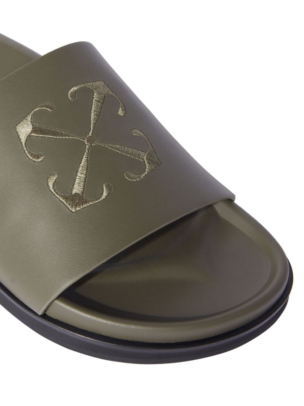Arrows-embroidery leather slides - 5