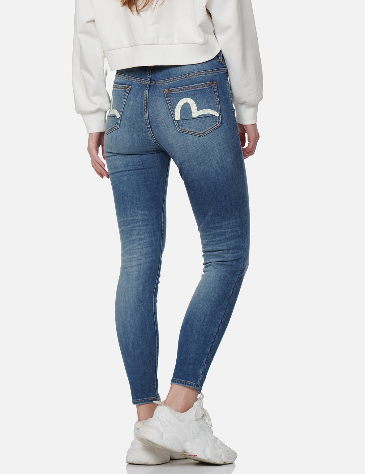 LOGO-PATTERN SEAGULL PRINT SKINNY JEANS - 7