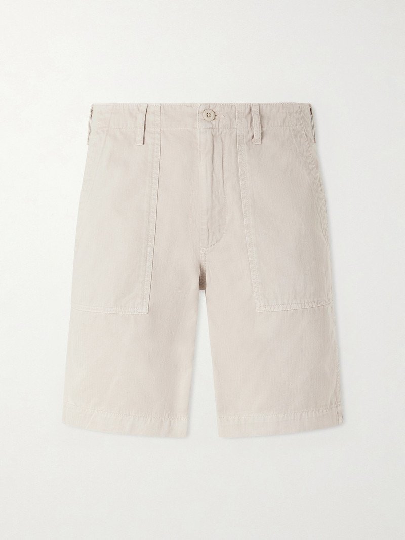 Fatigue Straight-Leg Herringbone Cotton Shorts 1
