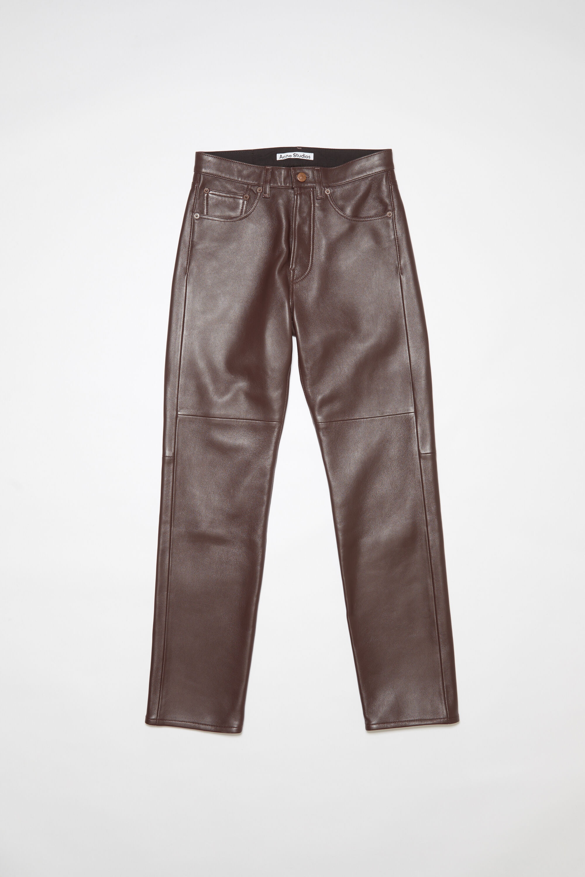 Regular fit leather trousers - Brown - 2