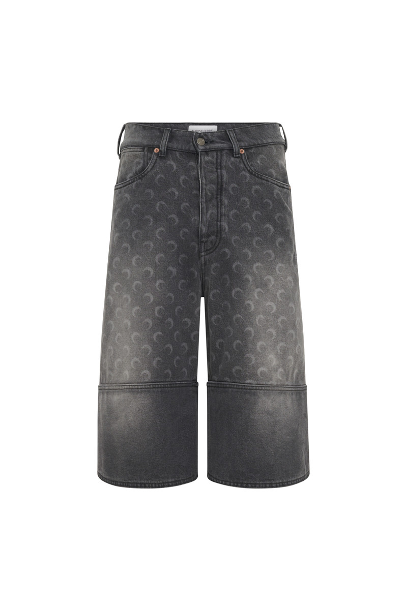 Moon Laser Grey Wash Denim Shorts 1