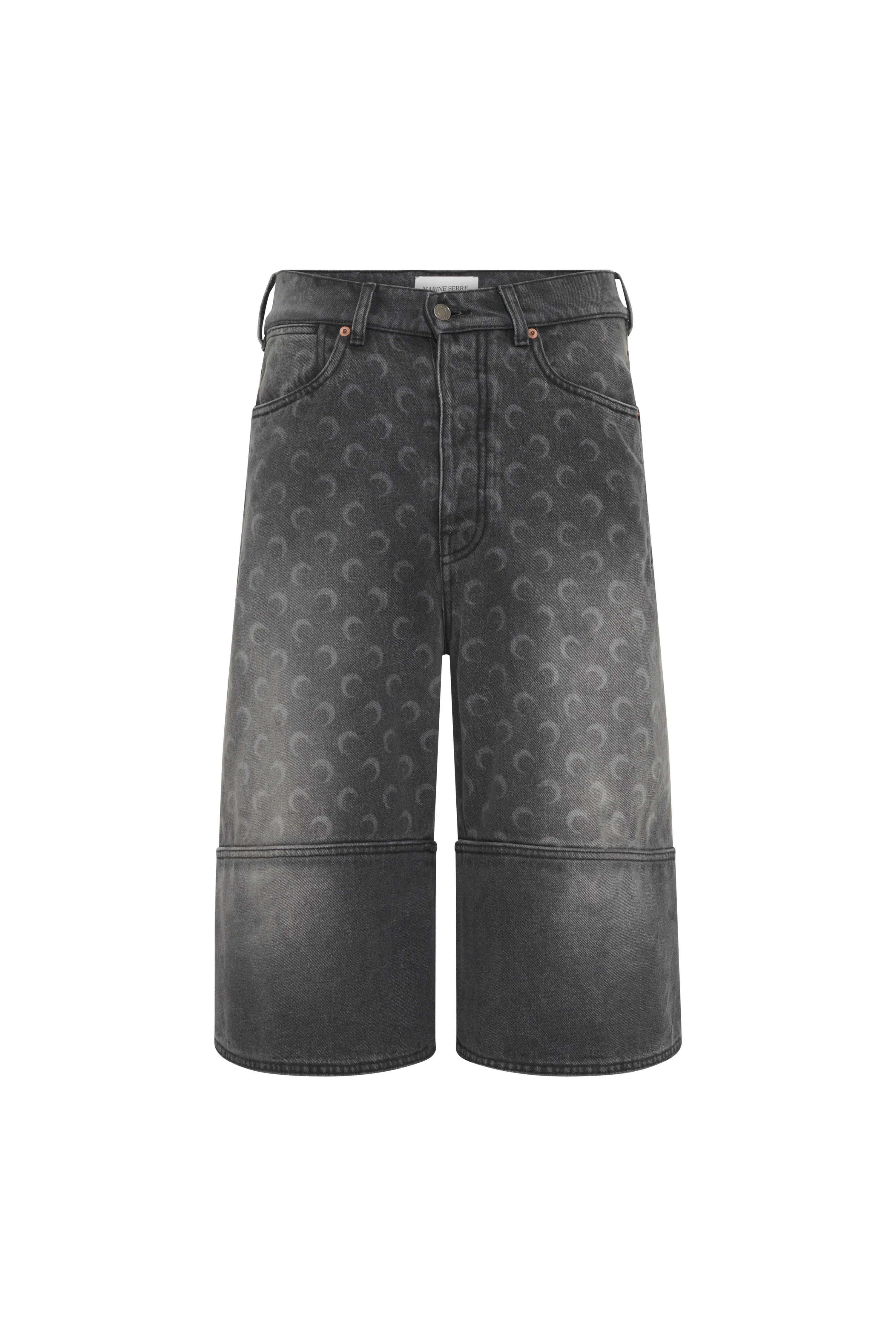 Moon Laser Grey Wash Denim Shorts - 1