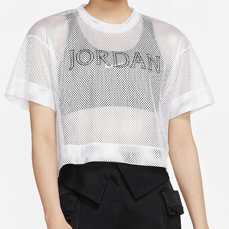 (WMNS) Air Jordan Sports Stylish Mesh Short Sleeve White CZ1892-100 - 3