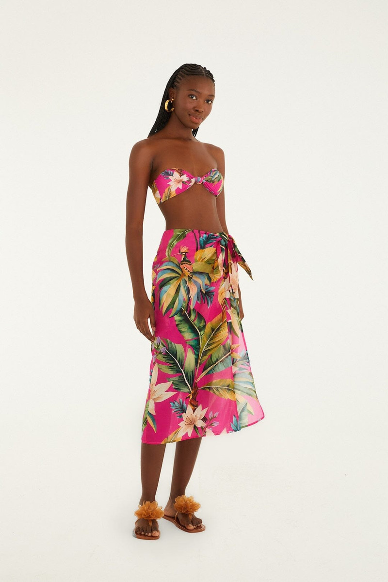 Pink Tropicalia Side Slit Midi Skirt 1