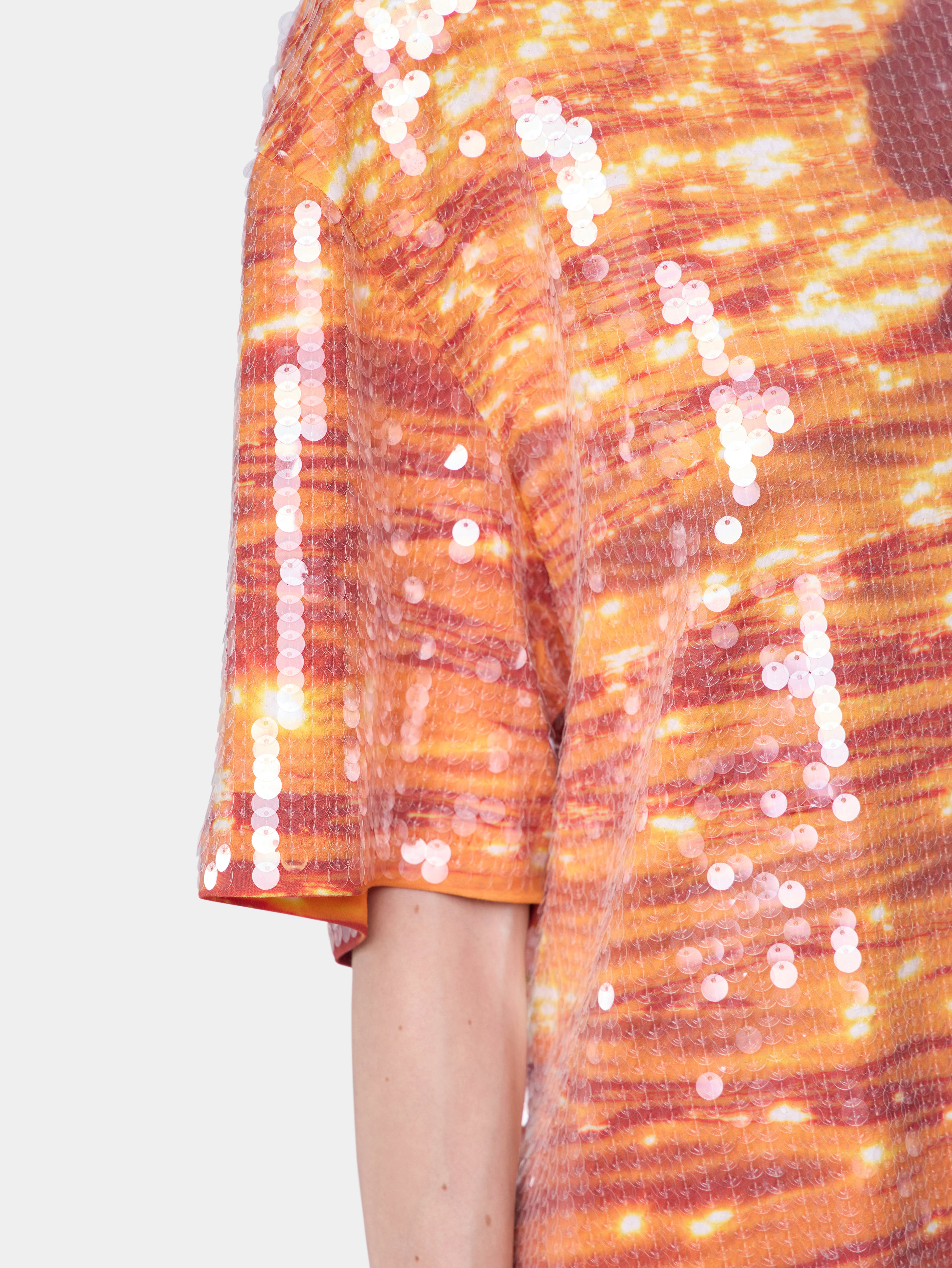 T-SHIRT MINI DRESS IN COTTON AND SEQUINS - 4