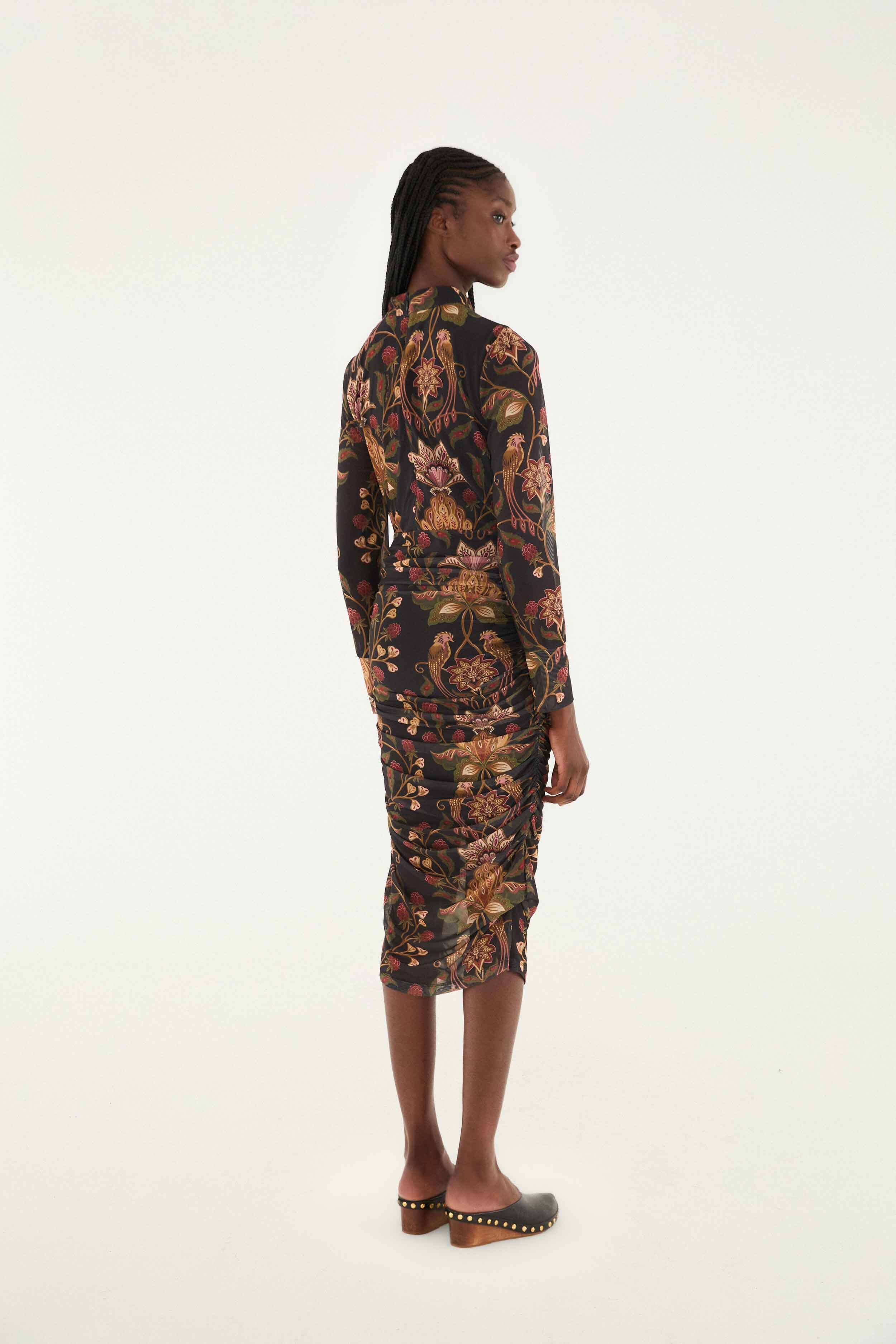 Black Berry Garden Tulle Midi Dress - 4