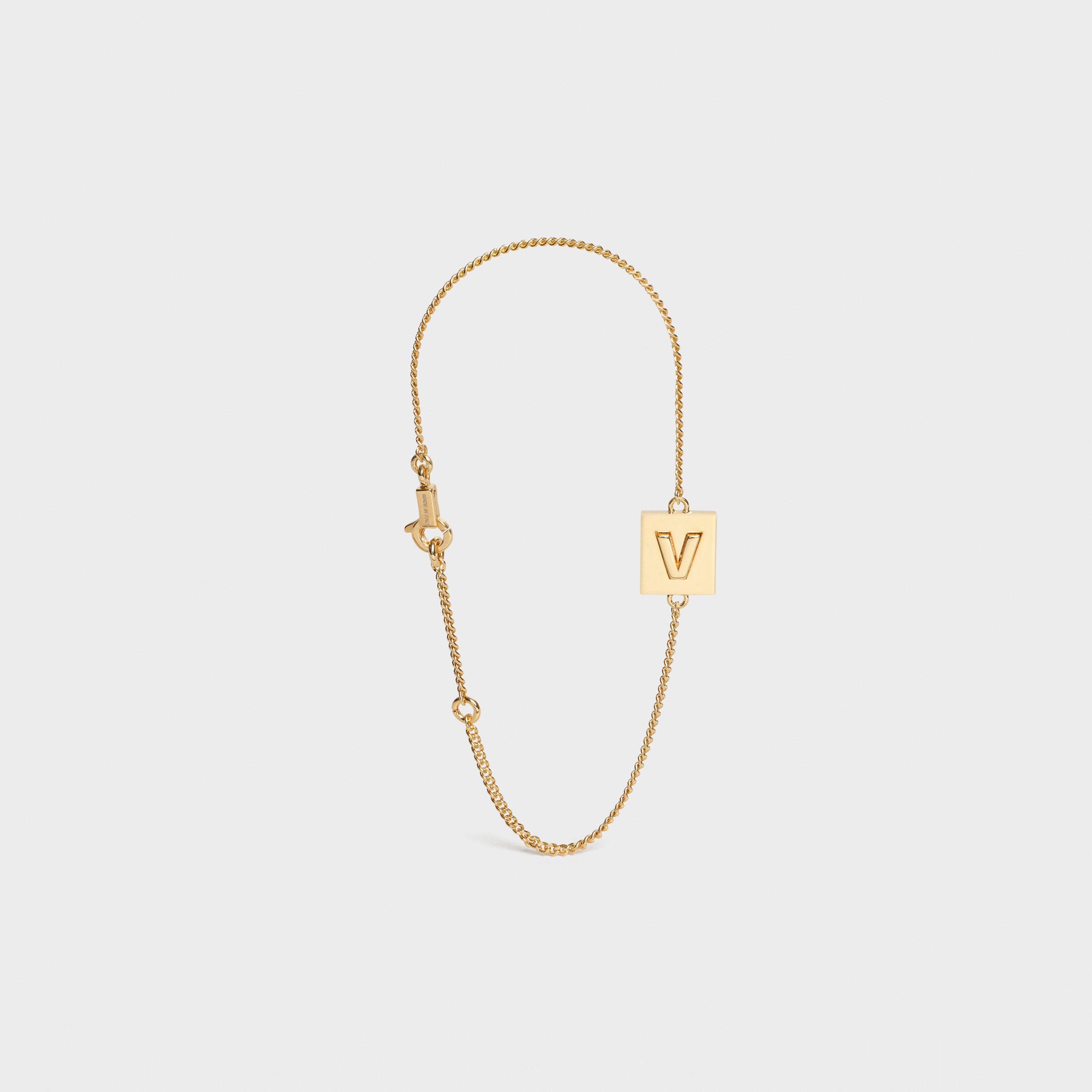 Alphabet V Bracelet in Brass - 2