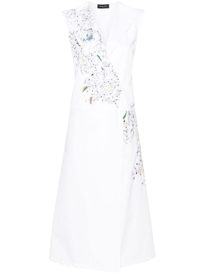 embroidered cotton wrap dress 1