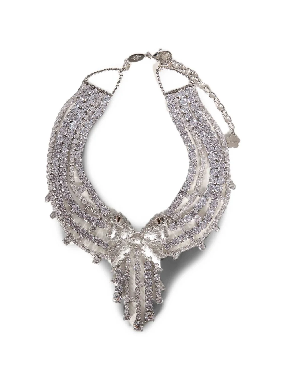 crystal-embellished bow necklace - 1