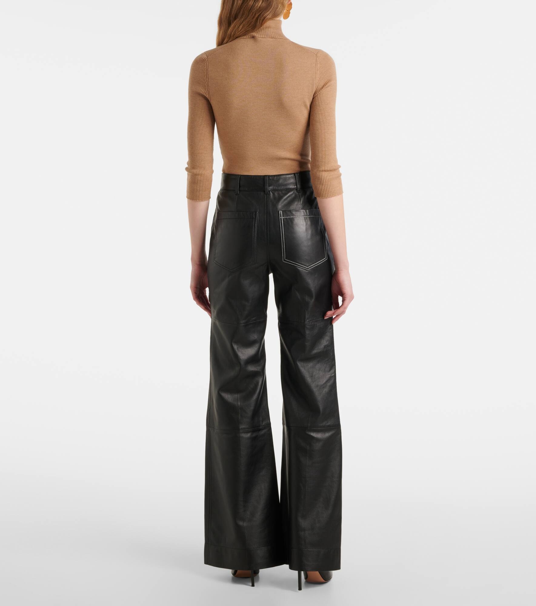 Alina high-rise leather bootcut pants - 3