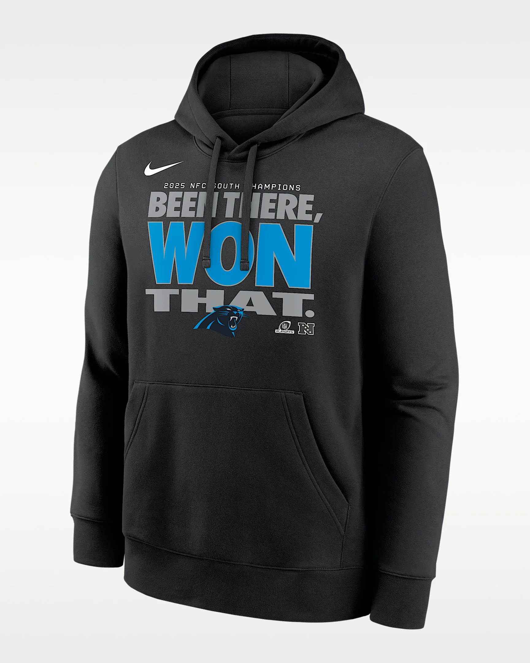 Carolina Panthers 2025 NFC South Champions Trophy Men's Nike NFL Pullover Hoodie - 1
