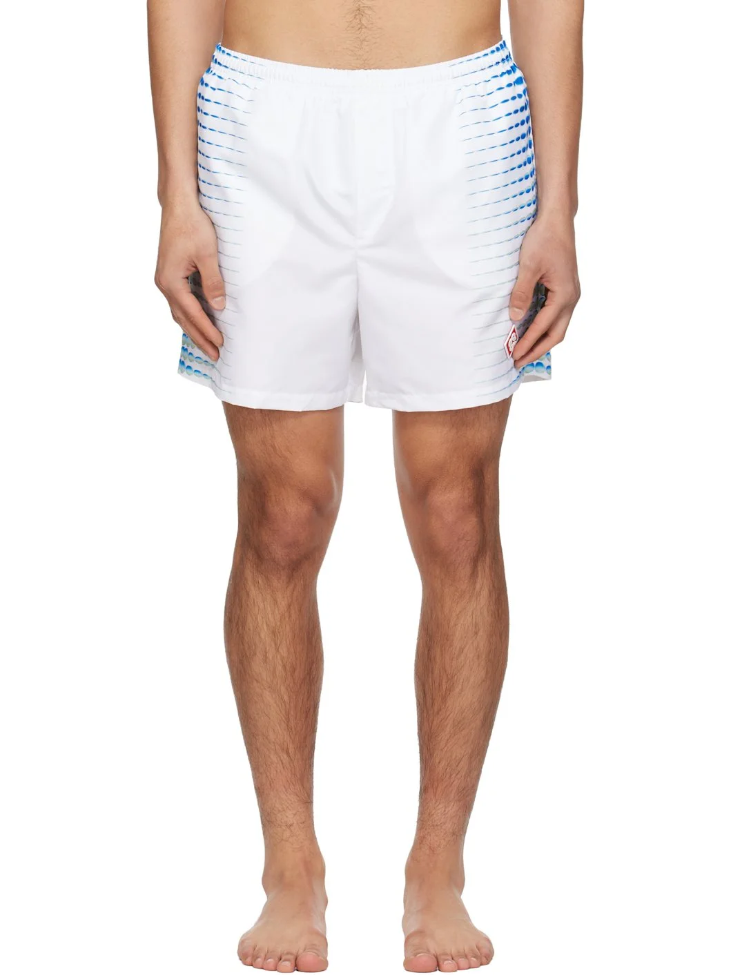 White Printed Swim Shorts - 1