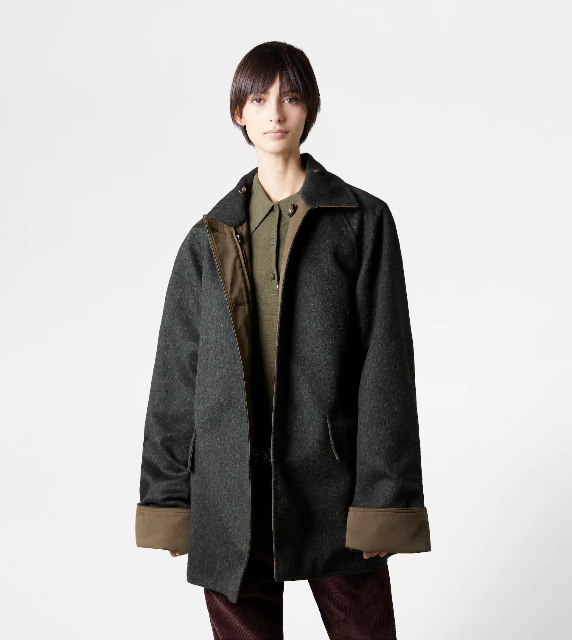 CROPPED REVERSIBLE COAT - GREEN - 7