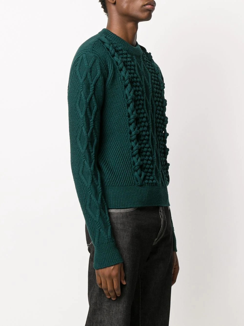 cable knit crew neck jumper - 3