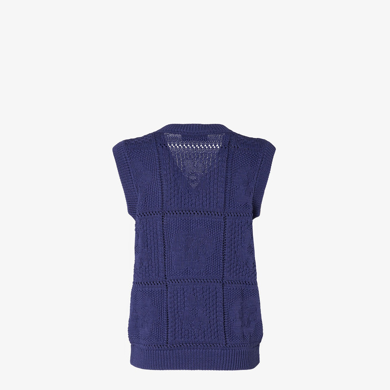 Vest Dark blue crocheted cotton vest 2