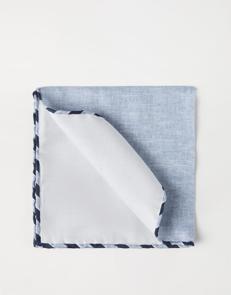 Silk pocket square with striped border 1