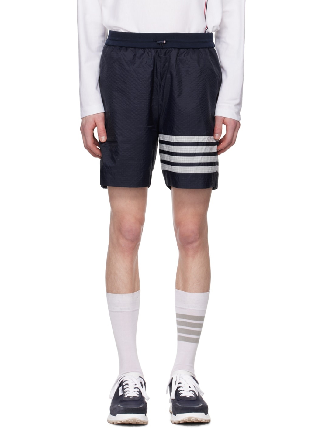 Navy 4-Bar Shorts - 1