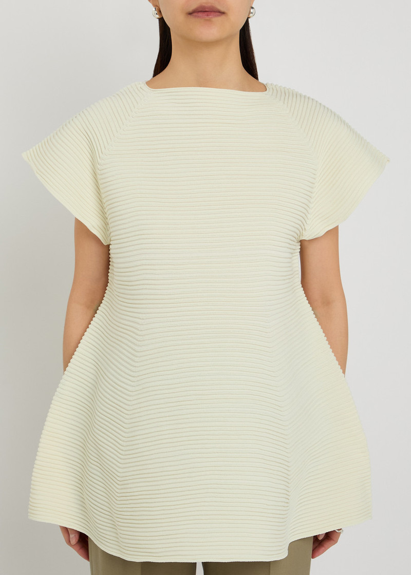 ISSEY MIYAKE Issey Miyake Ribbed-knit Peplum Mini Dress outlook