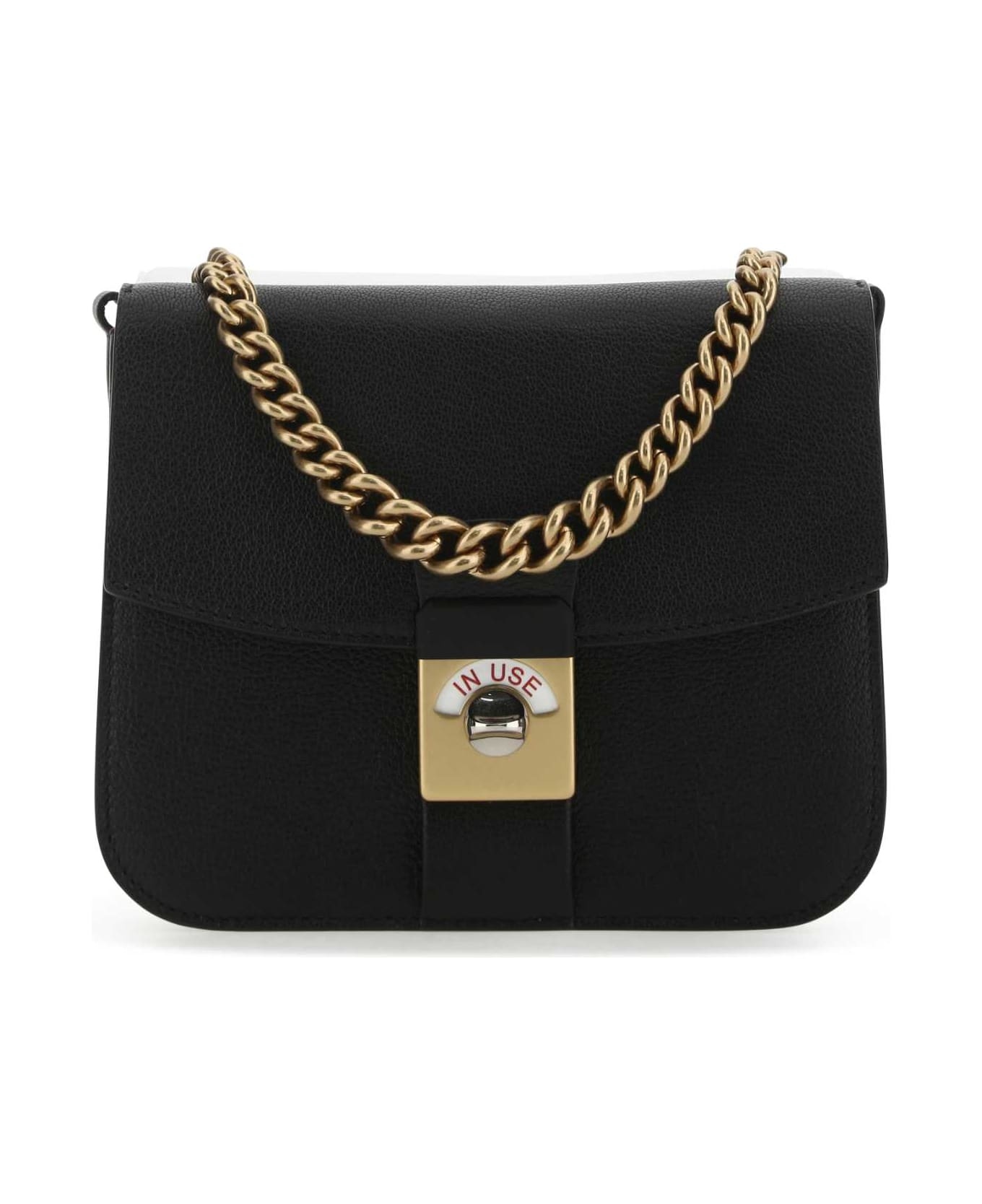 Two-tone Leather And Cotton New Lock Square Handbag - 1