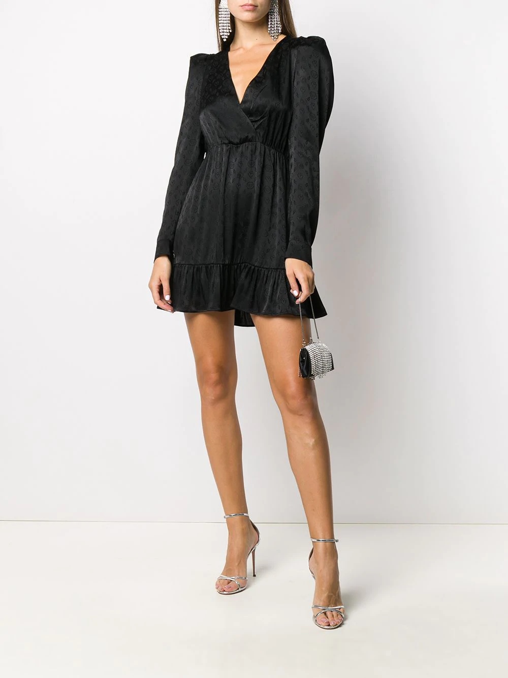 surplice jacquard dress - 2