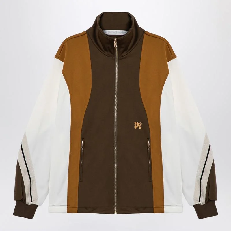 Palm Angels Sweatshirt Over Colour-Block Brown/Ochre - 1