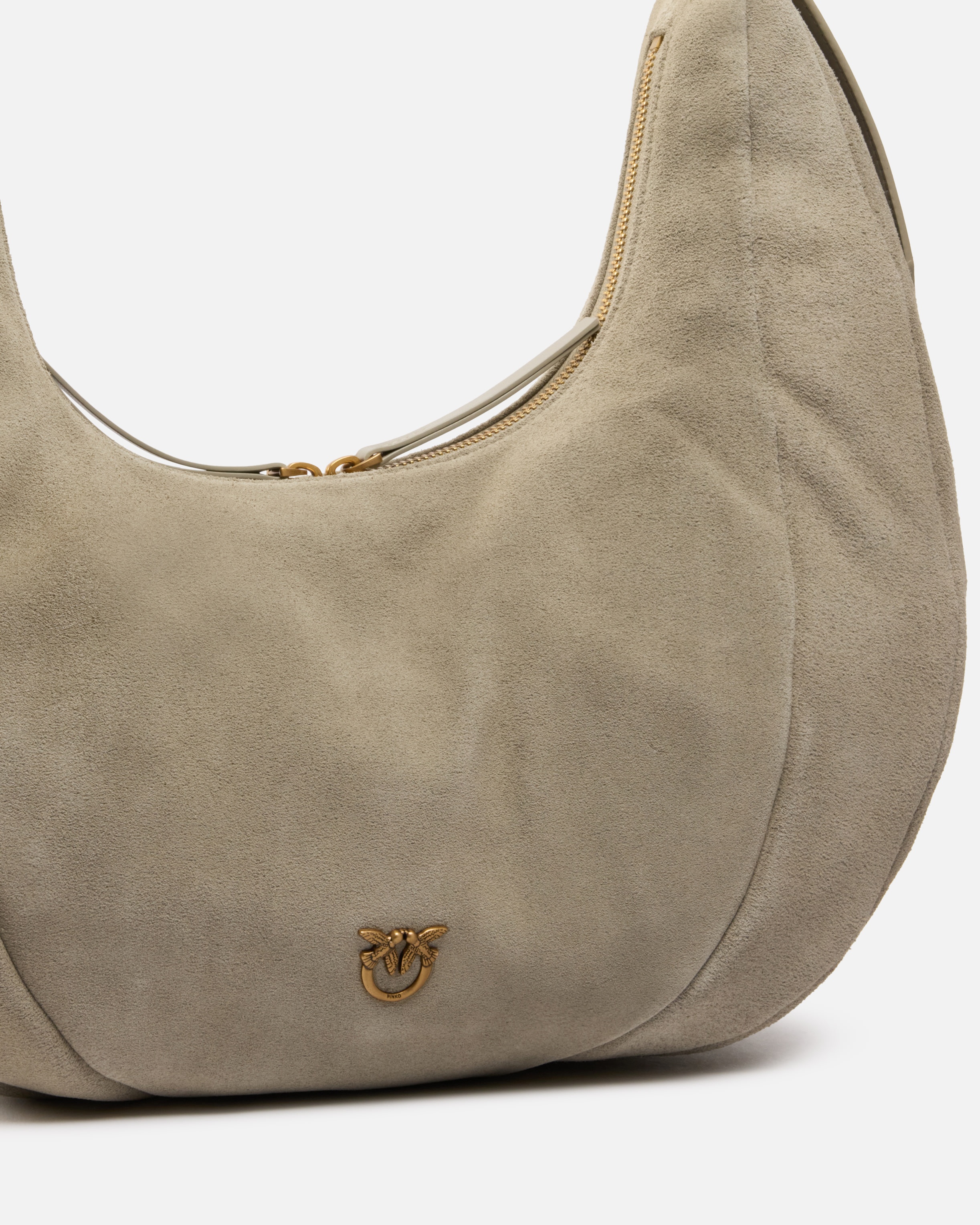 LARGE SUEDE HOBO SHOULDER BAG WITH LEATHER HANDLE - 3
