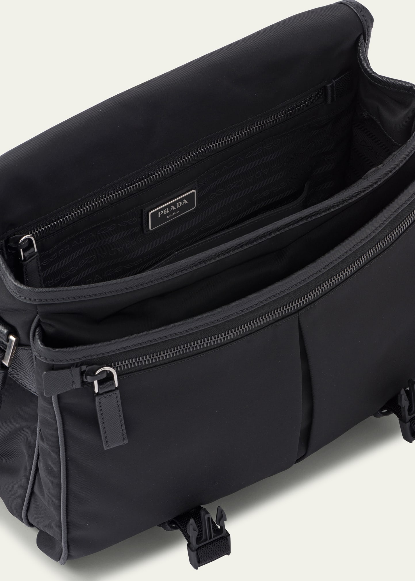 Men's Nylon and Leather Crossbody Bag - 4