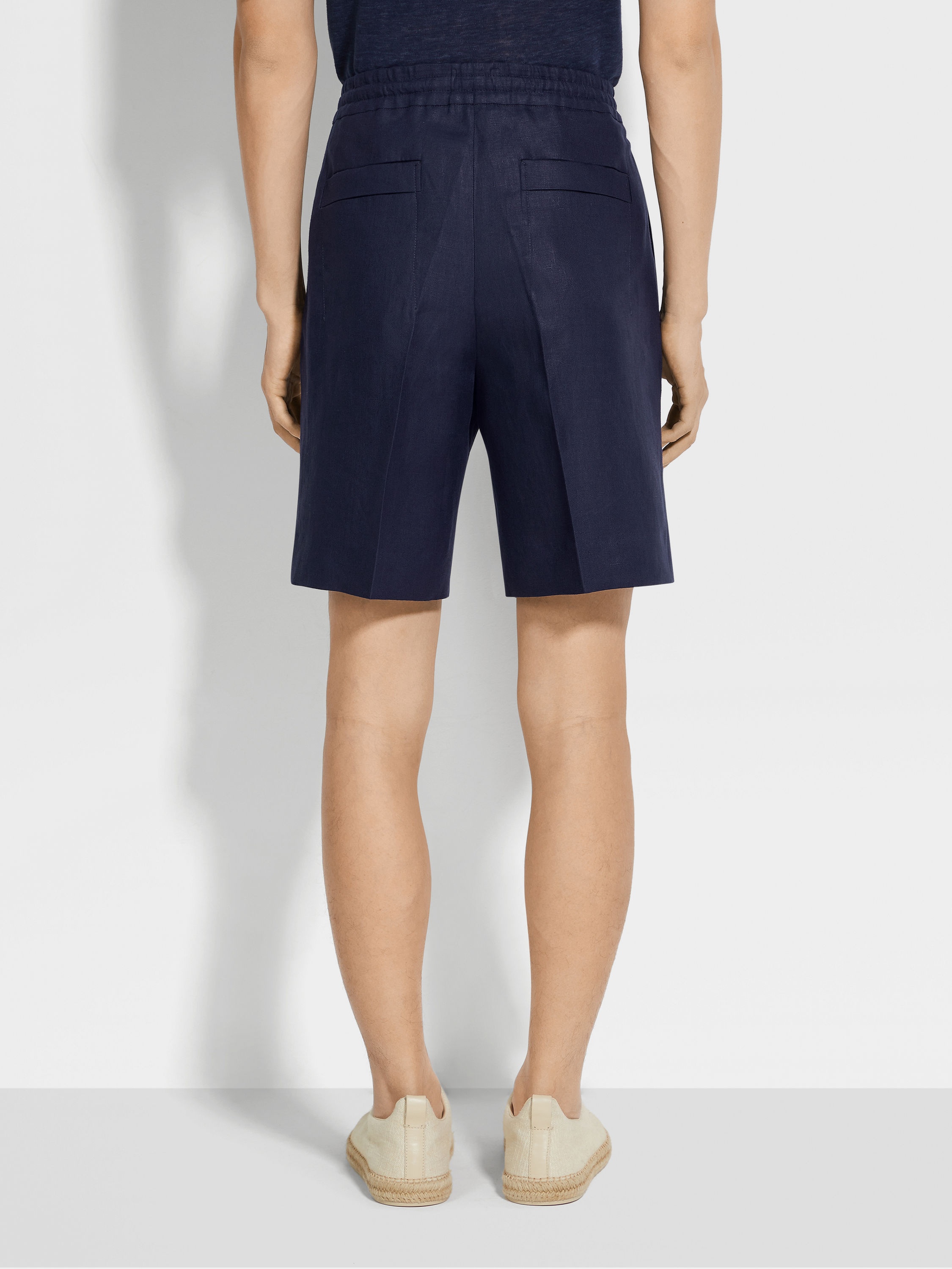INK BLUE OASI LINO SHORTS - 5