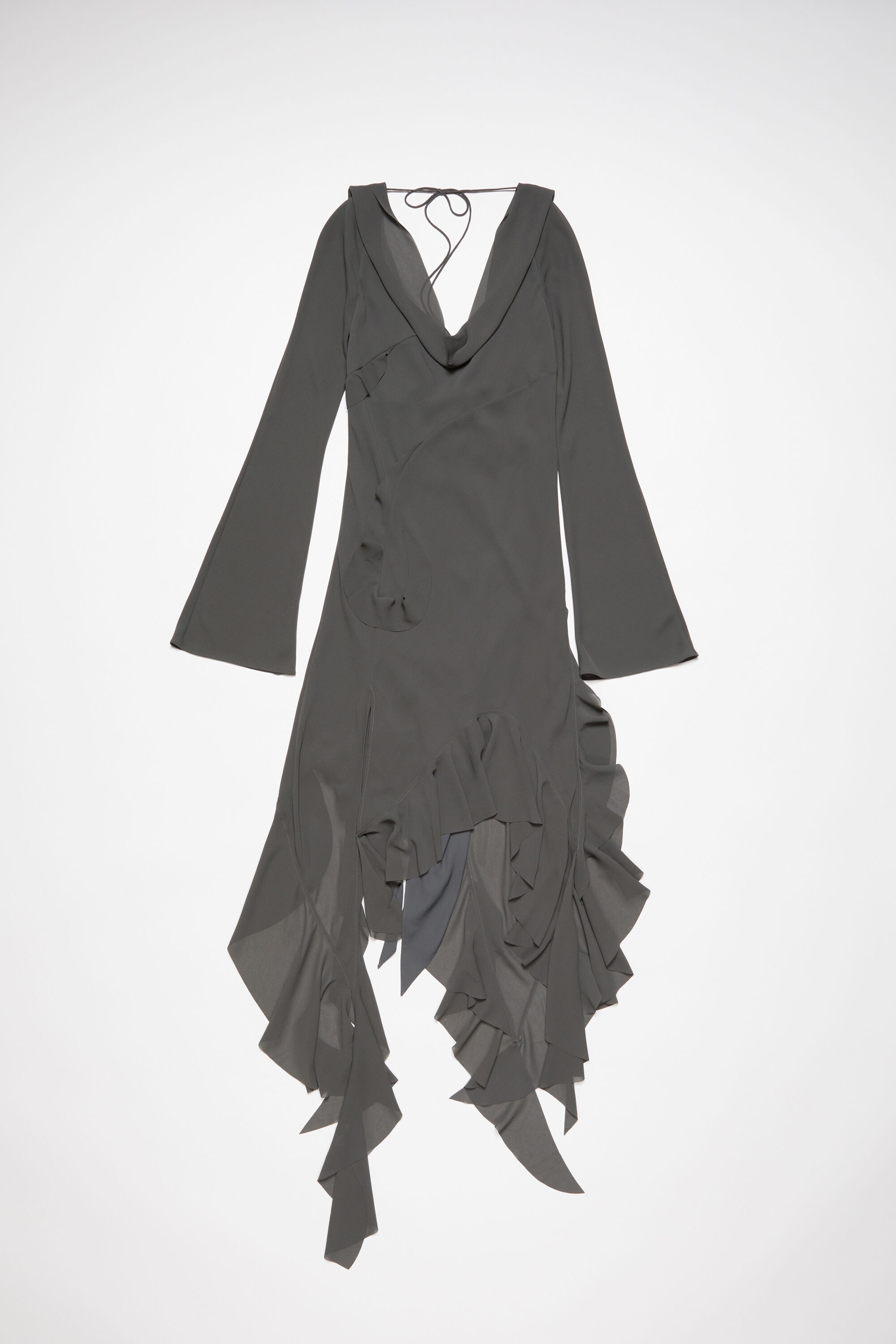 Drape ruffle dress - Anthracite grey - 7