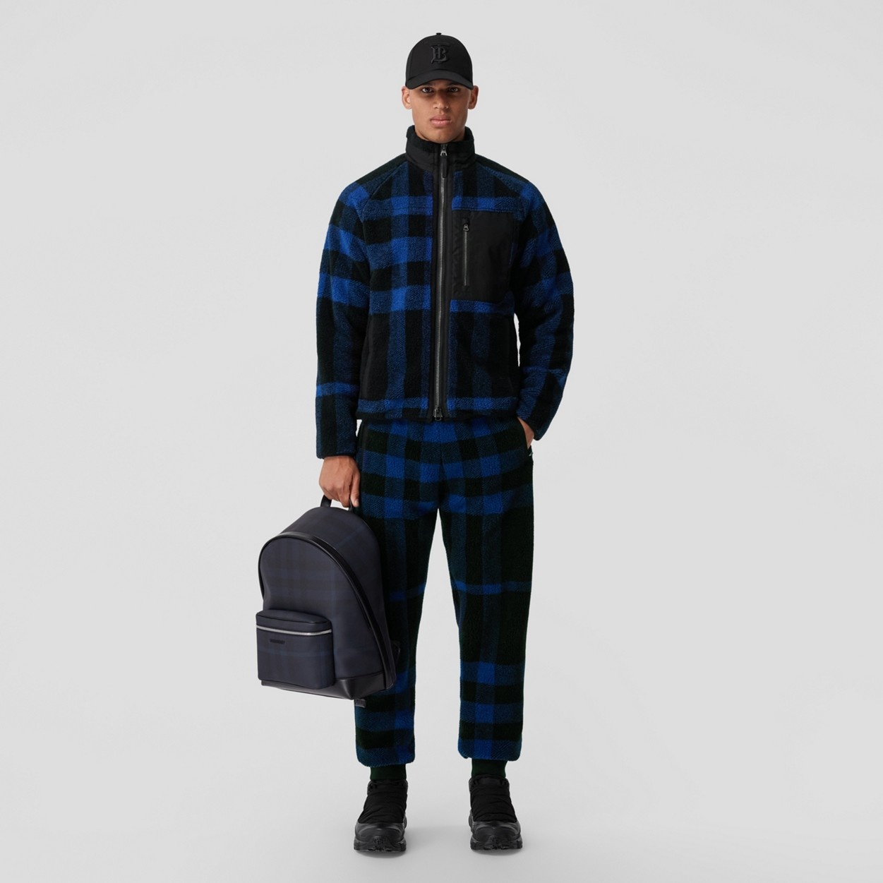 Exploded Check Fleece Funnel Neck Jacket - 2