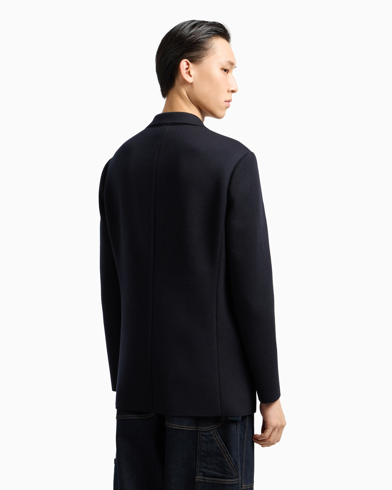DOUBLE-BREASTED BLAZER IN A PLAIN-KNIT WOOL BLEND - 3