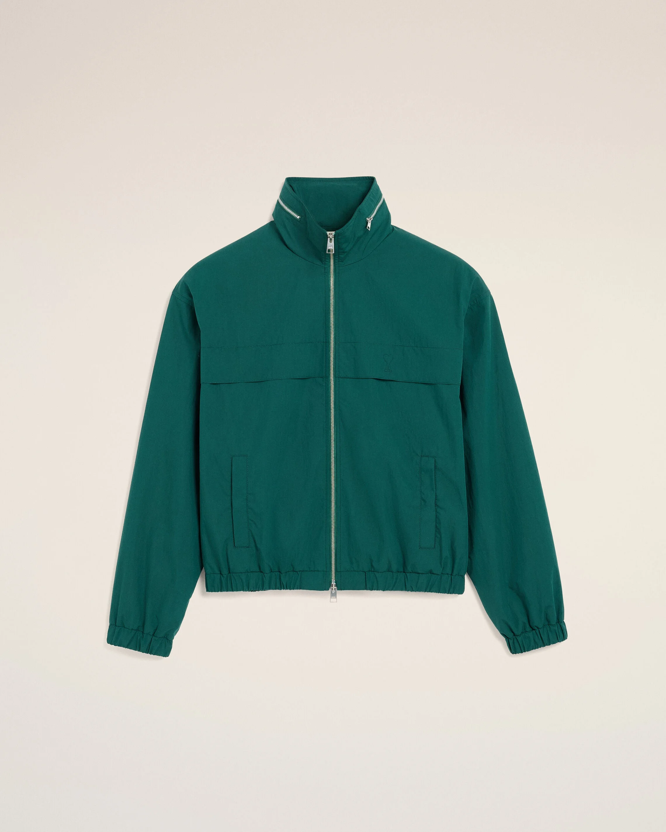 GREEN COTTON AND NYLON CANVAS WINDBREAKER - 1