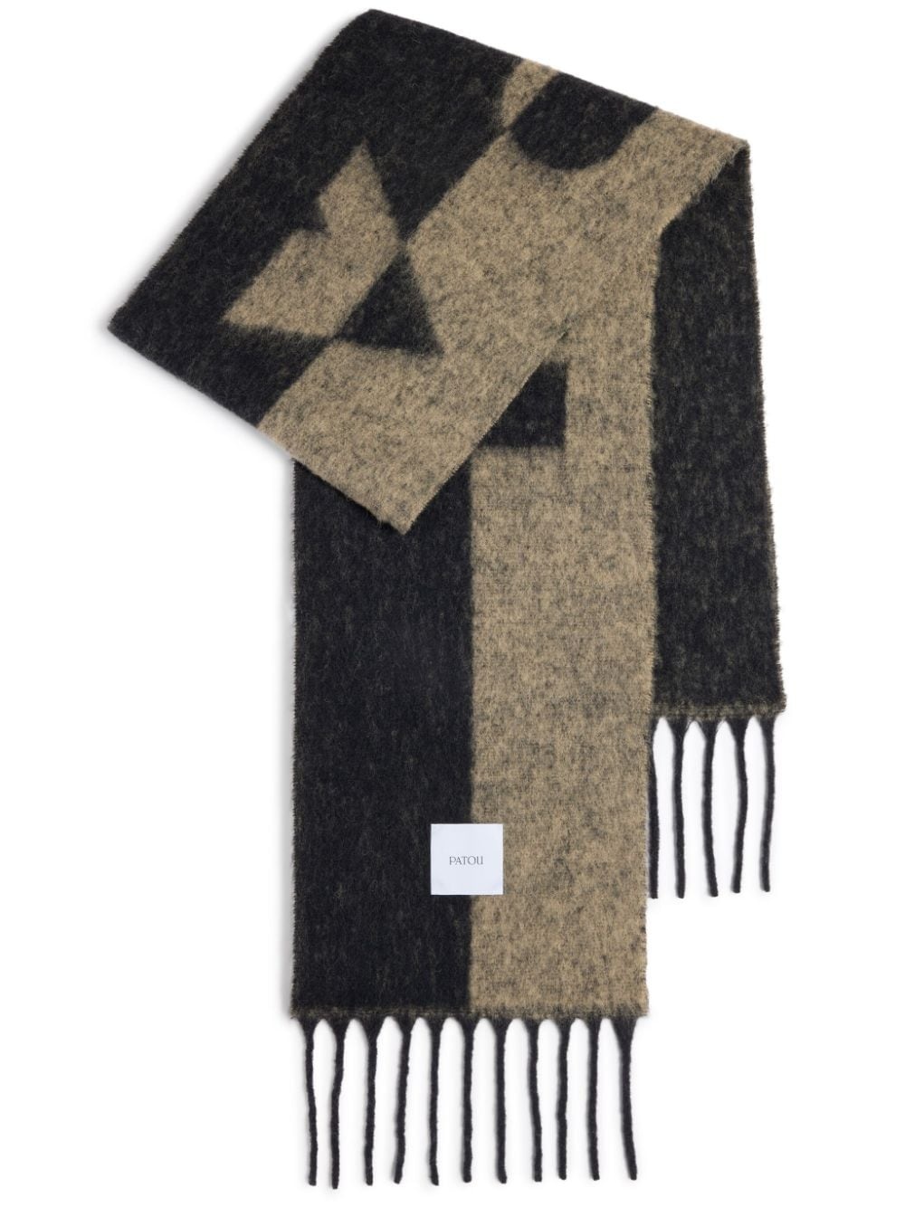 intarsia-knit logo alpaca scarf - 1