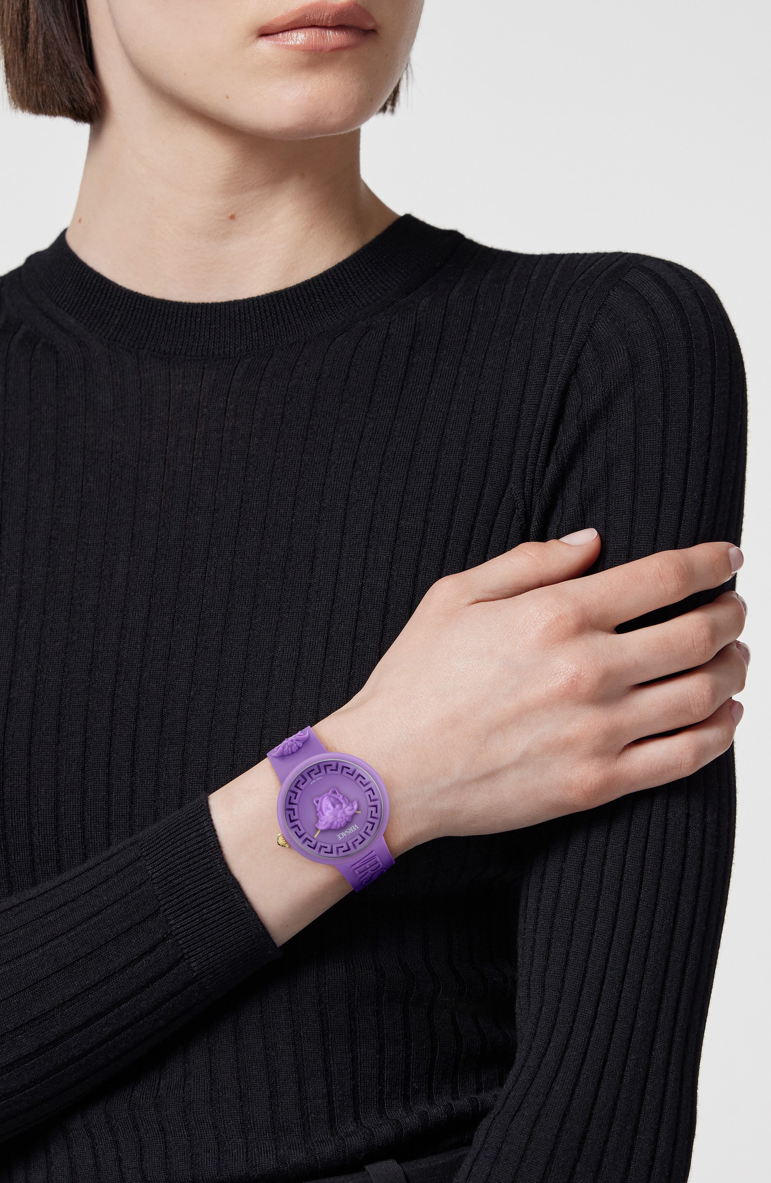 Versace Medusa Pop Silicone Strap Watch, 38mm in Purple at Nordstrom - 2