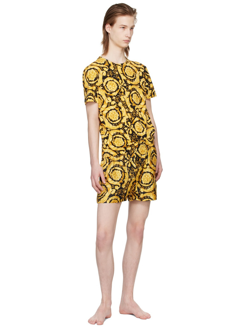 VERSACE Black & Yellow Barocco Pyjama Shorts outlook