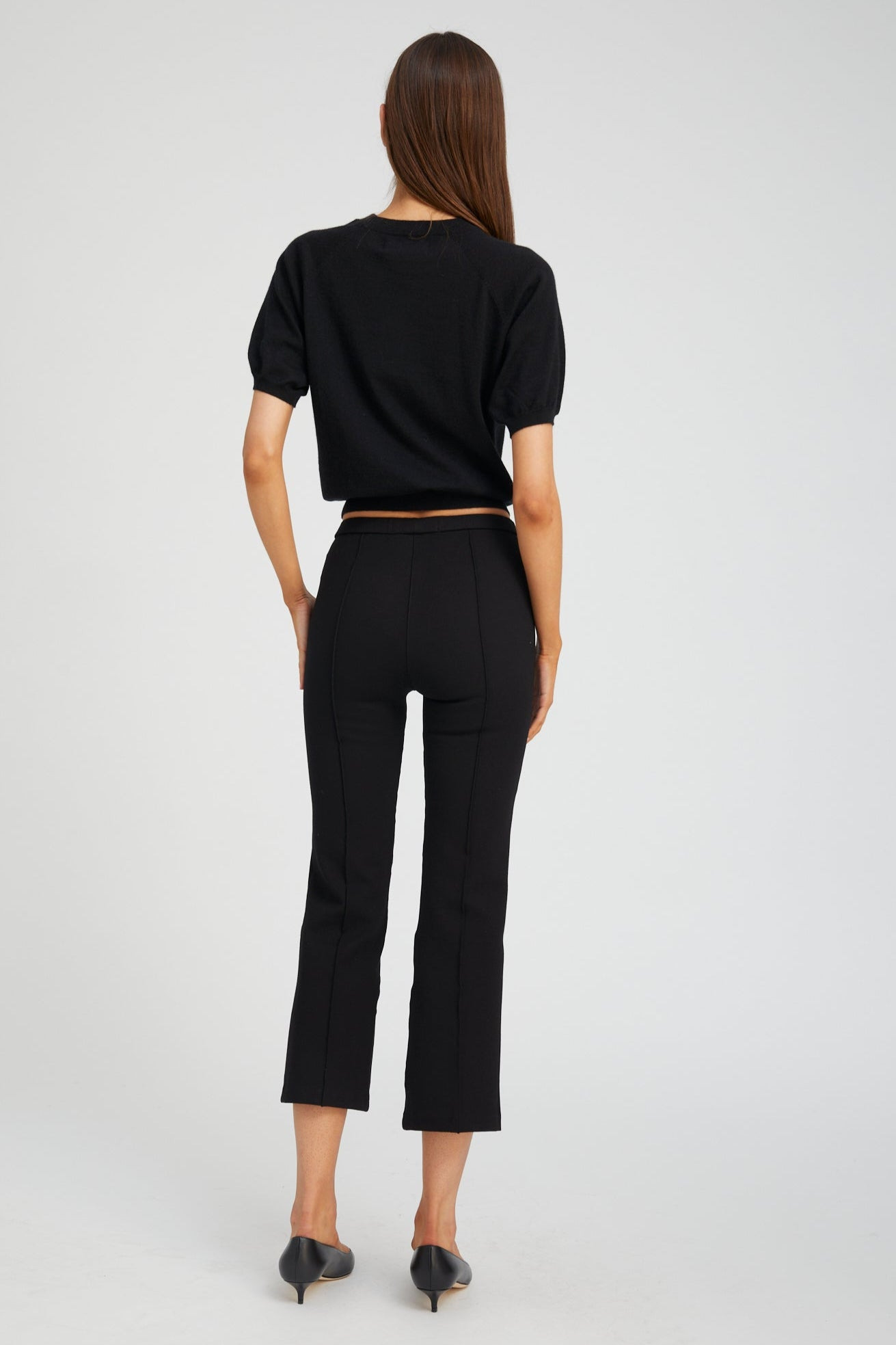 BLACK CASANOVA ANKLE FLARE PINTUCK PANTS - 4
