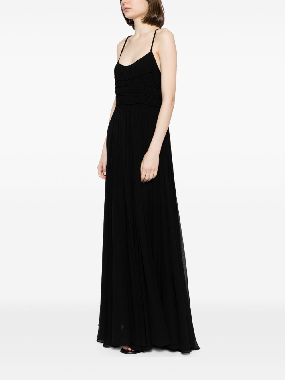 crossover-strap silk gown - 3