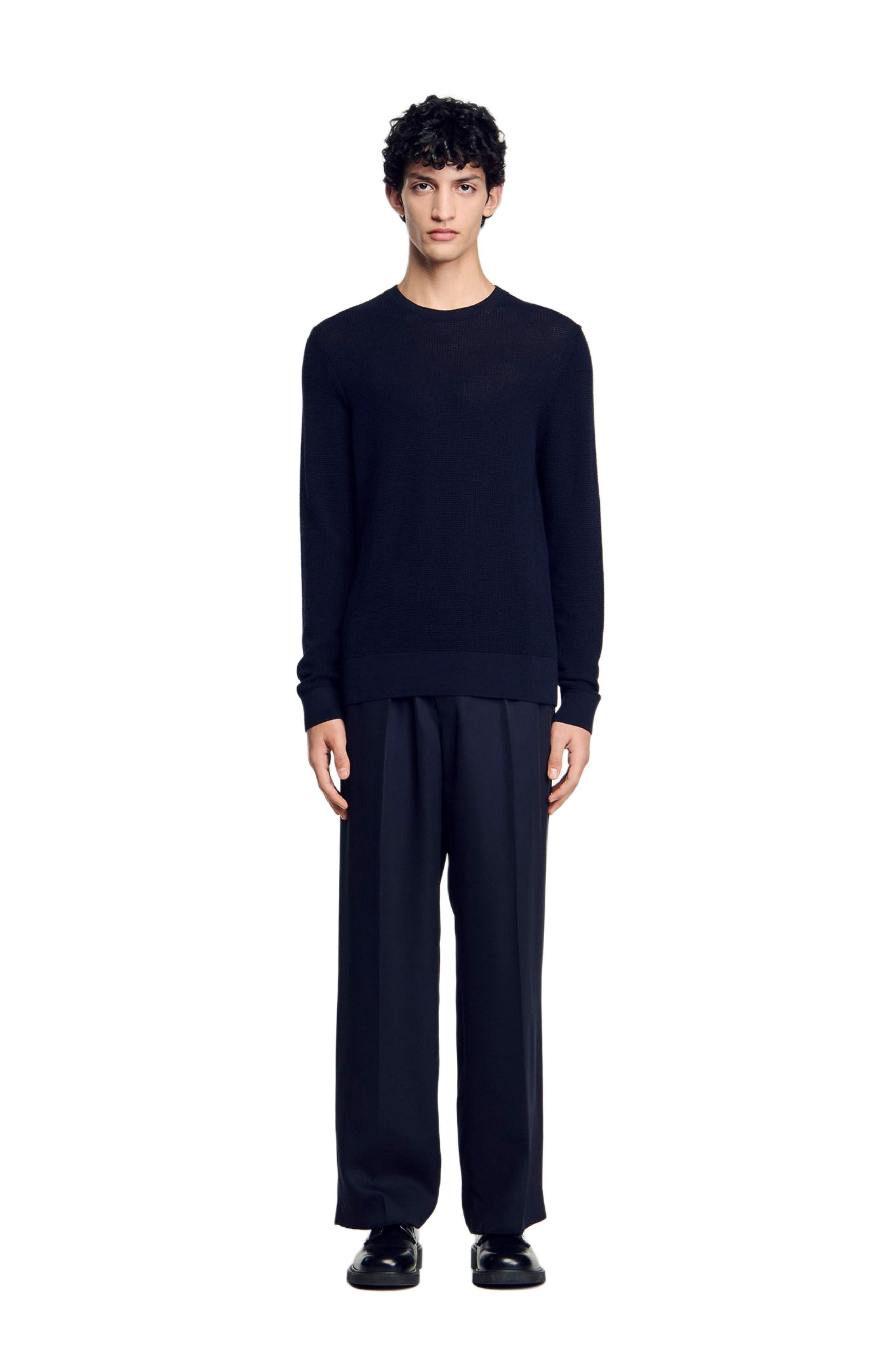 SANDRO Textured knit sweater in Navy Blue at Nordstrom - 3