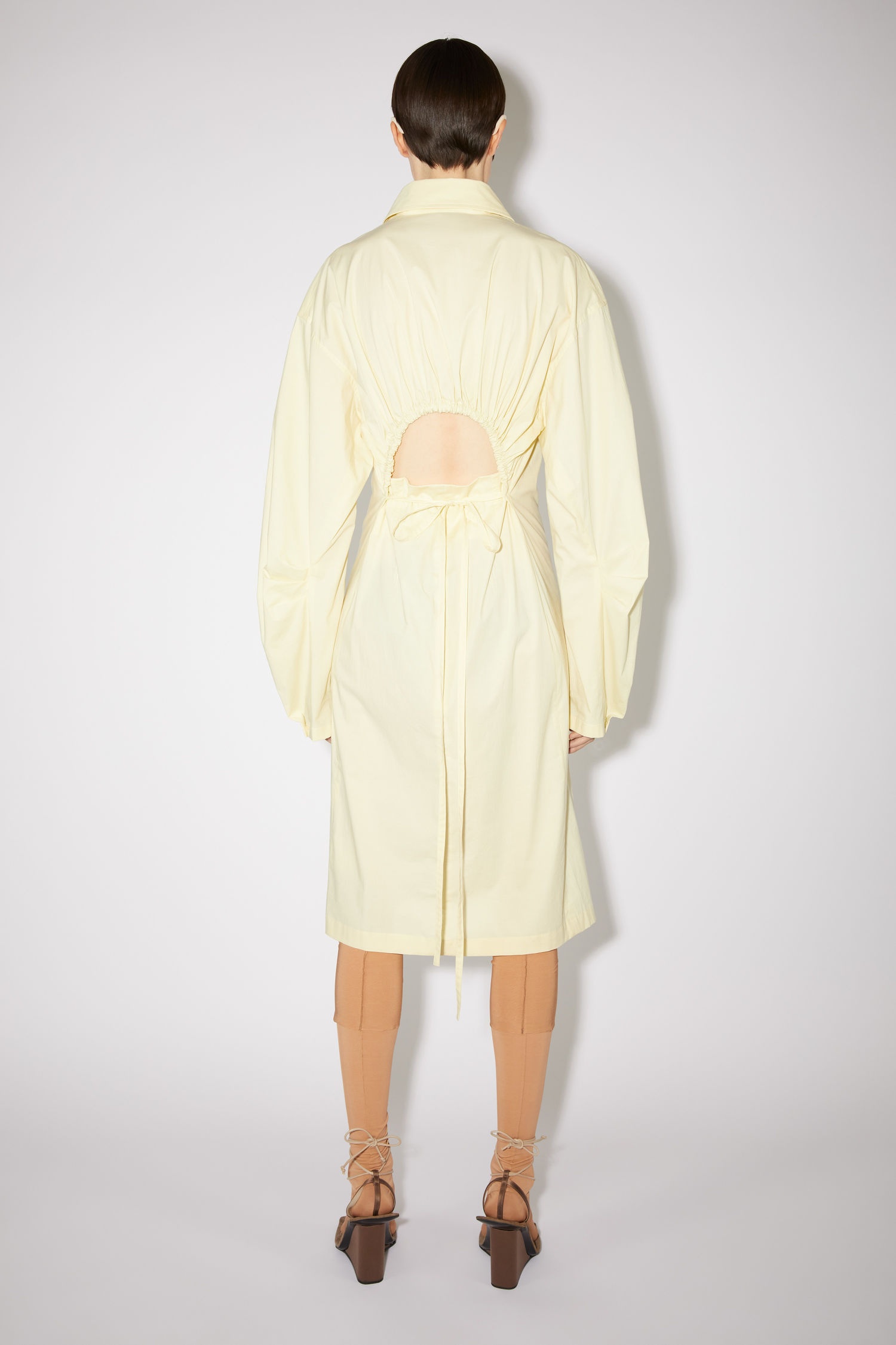 Cotton shirt dress - Pale yellow - 3